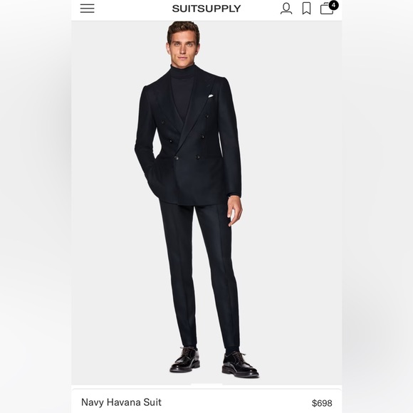 SUIT SUPPLY HAVANA DOUBLE BREASTED NAVY SUIT - Picture 13 of 15